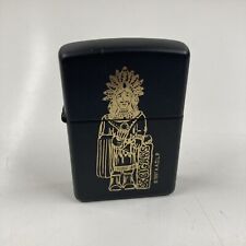 Vintage 1997 ZIPPO Lighter 5 Cent Cigars Wooden Indian Black Gold Statue picture