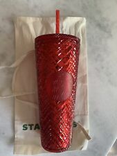 Starbucks Double Wall Acrylic Tumbler, Red Jeweled, December 2021, 24oz, New picture