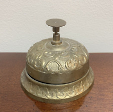 Bell Service Hotel Counter Desk Dull Brass Call Ornate Vintage Reception Patina  picture