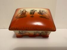 FSC, Antique Carlsbad Czech Porcelain Trinket Jewery Box, Pomade?, Courting Scen picture