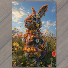 POSTCARD Bunny Rabbit Covered Flowers Fun Strange Colorful Unreal Cute Unusual picture
