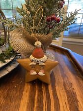 Vintage Wooden Hawaii Santa Claus Star Ornament Carved Christmas Holiday picture