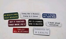 VTG Funny Engraved Plastic Pinbacks Pins Jokes Flair Great for Work Riegel picture