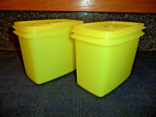 Pair of Vintage Tupperware Yellow 1 Quart Containers # 1243 Size 5.5