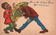 Vintage Postcard 1910's This Will Let You Know That I Arrived Men Umbrella Comic picture