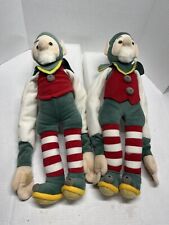 Set Of 2 Christmas Hanging Elves Large 19” Height. Hang Using Hooks On Hands picture