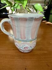 MACKENZIE CHILDS POTTERY MUG Large Hand Painted ROSE COTTAGE Pastels picture