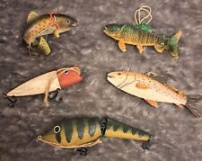 Fishing Ornaments Lot Of 5 Vintage Jigs Fish Christmas picture