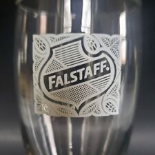Falstaff Beer Stemmed Glass HTF White Lace Shield Logo Retro Pilsner Barware Vtg picture