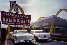 McDonald's Store #1 West of Chicago Illinois Vintage Cars Golden Arches Postcard picture