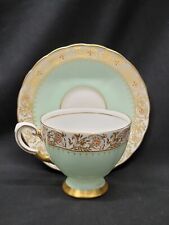 Tuscan Bone China England Tea Cup And Saucer Green Gold Enameled # 5332 picture