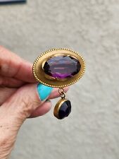 Antique Victorian Hatpin Amethyst Glass Gold picture