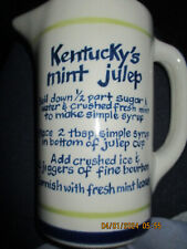 KENTUCKY’S MINT JULEP LOUISVILLE STONEWARE PITCHER WITH RECIPE picture