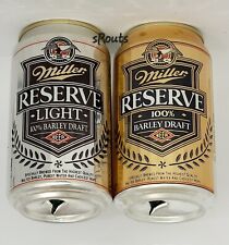 FLUTED MILLER RESERVE BARLEY DRAFT SILVER LIGHT+GOLD EAGLE BEER CANS WISCONSIN picture