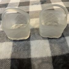 Lot Of 2 Vintage Two’s Company Inc. White Frosted Glass Small Square Basket 2.5” picture