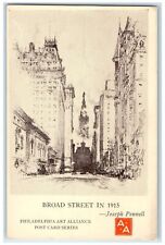 c1940s Broad Street 1915 Joseph Pennell Sketch Philadelphia PA Unposted Postcard picture