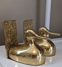 Vintage Elegant Brass Duck Bookends picture