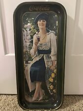 Coca Cola Metal Serving Tray 1921 Flapper Girl Advertising 19x8 Vintage 1973 picture