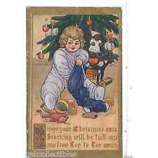 Christmas Post Card-Girl with Stocking-Marion Miller picture