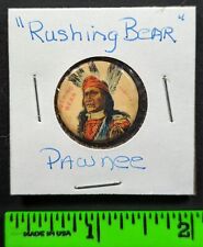 Vintage 1900s Rushing Bear Native American Pawnee Pinback Pin picture