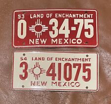 Vintage 1953 & 1954 Bicycle State Metal License Plates - New Mexico picture