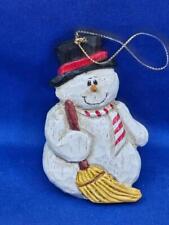 Vtg Midwest Cannon Falls Eddie Walker Snowman w/ Broom Christmas Ornament 3.5