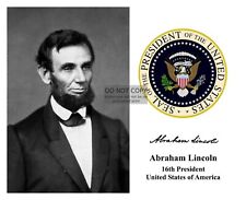 PRESIDENT ABRAHAM LINCOLN PRESIDENTIAL SEAL AUTOGRAPHED 8X10 PHOTOGRAPH picture