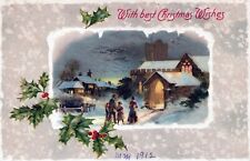 Christmas Greetings Embossed Postcard. With Best Christmas Wishes picture