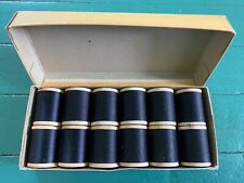 FULL BOX 12 Vintage  J&P Coats Black COTTON Sewing THREAD Wooden Spools UNUSED picture