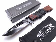 AK47 Gun Style Rifle Pocket Knife Flipper Wood Handle EDC Blade Assisted Open picture