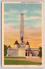 Springfield Illinois Lincolns Tomb Historic Landmark Linen Cancel WOB Postcard picture