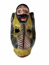 Vintage Mexican Wooden Carved & Hand Painted Mask ~ Man In A Middle Of 2 Snakes picture