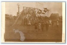 1913 School Playground Swings Children Spearville Kansas KS RPPC Photo Postcard picture