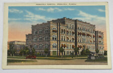 Vintage Linen Postcard ~ Pensacola Hospital Street View ~ Pensacola Florida FL picture