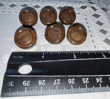 Vintage Brown Carved Wood? Shank Buttons (6) picture
