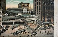 New York City Brooklyn Bridge Entrance Antique Glitter Vintage Postcard c1900 picture