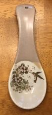 Vintage Hummingbird Flowers Spoon Rest Stoneware Wall Hanging Magnolias picture