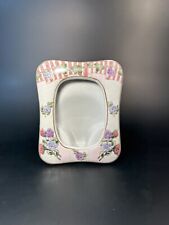Vintage Ceramic Pink White Blue Purple Floral Striped Standing Picture Frame picture