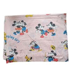 VTG Walt Disney Productions Swinging 30s Mickey Mouse Minnie Flat Sheet Striped picture