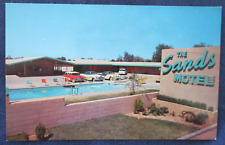 1950s Hobbs New Mexico Sands Motel Swimming Pool & Cars Postcard picture