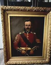 ANTIQUE 1800’S SIGNED?OIL ON CANVAS 35”X 40”PORTRAIT ROYAL OFFICER GILTED FRAME picture