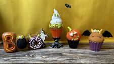 Transpac Halloween Cupcake Sweet Treat Resin Figure Lot Of 4 Ghost Pumpkin Bat picture