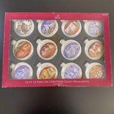 Vintage TWELVE DAYS of CHRISTMAS Tree Glass Ornament Set 12 Sears picture