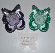 2 Waterford Marquis Crystal Amethyst & Green Butterfly Tealight Candle Holders  picture