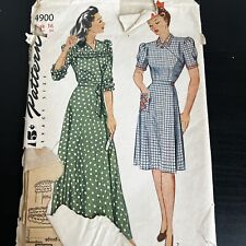 Vintage 1940s Simplicity 4900 Surplice Dress + Housecoat Sewing Pattern 16 CUT picture
