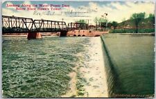 Rock Island IL-Illinois, 1911 Water Power Dam Black Hawks Tower Posted Postcard picture
