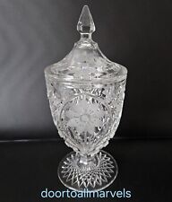 Antique Duncan Miller Pressed Cut or McKee Innovation Candy Jar UV Glow picture