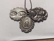 Vtg Sterling Silver Mary Conceived Without Sin Religious Slide Pendant Necklace picture