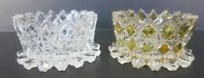 2 PC ANTIQUE MCKEE FINE CUT & BLOCK CRYSTAL OPEN SALTS 1 CLEAR 1 W/ GOLD #C2 picture