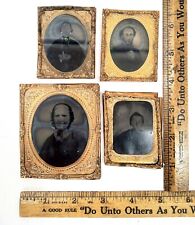 Vintage 1860’s Ambrotype Photos Family Of 4 Named Carr/Burns Of Racine Wisconsin picture